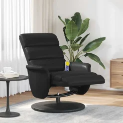 vidaXL Massagestoel verstelbaar met voetensteun kunstleer zwart