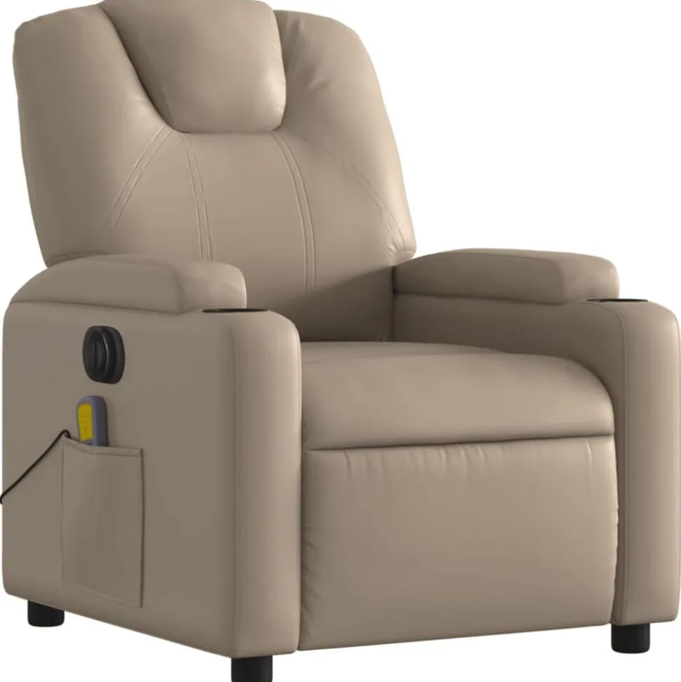vidaXL Massagestoel verstelbaar elektrisch kunstleer cappuccinokleurig