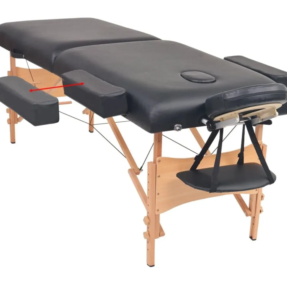 vidaXL Massagetafel- en krukset inklapbaar 2 zones 10 cm dik zwart