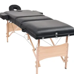 vidaXL Massagetafel- en krukset inklapbaar 3 zones 10 cm dik wit