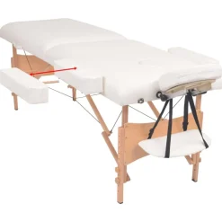 vidaXL Massagetafel- en krukset inklapbaar 2 zones 10 cm dik wit