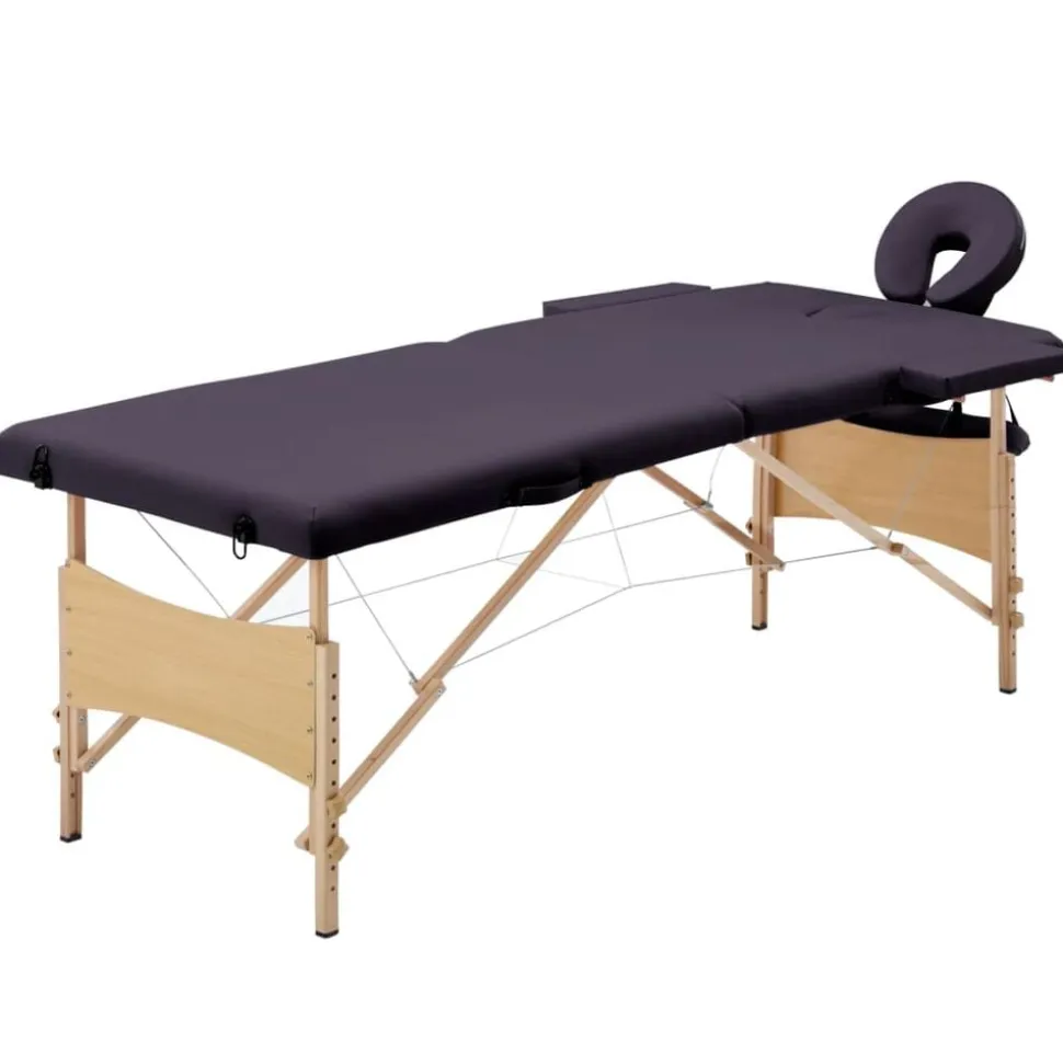 vidaXL Massagetafel inklapbaar 2 zones hout paars