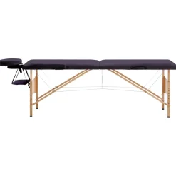 vidaXL Massagetafel inklapbaar 2 zones hout paars
