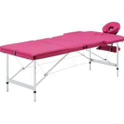 vidaXL Massagetafel inklapbaar 3 zones aluminum roze