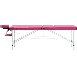 vidaXL Massagetafel inklapbaar 3 zones aluminum roze
