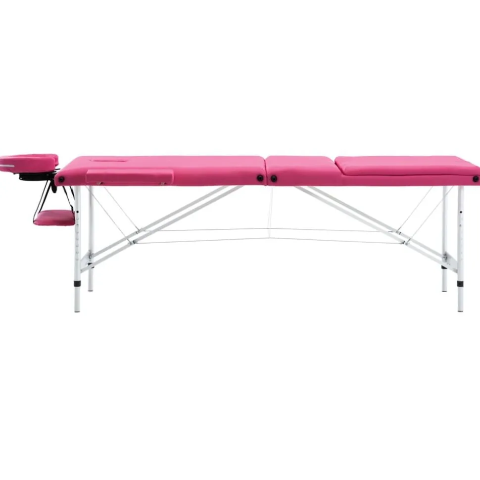 vidaXL Massagetafel inklapbaar 3 zones aluminum roze