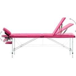 vidaXL Massagetafel inklapbaar 3 zones aluminum roze