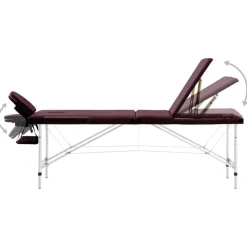 vidaXL Massagetafel inklapbaar 3 zones aluminum wijnpaars
