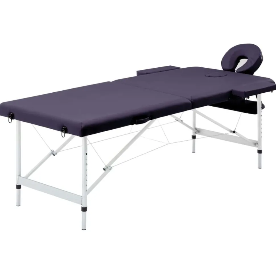 vidaXL Massagetafel inklapbaar 2 zones aluminum paars