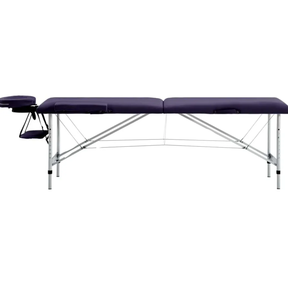 vidaXL Massagetafel inklapbaar 2 zones aluminum paars