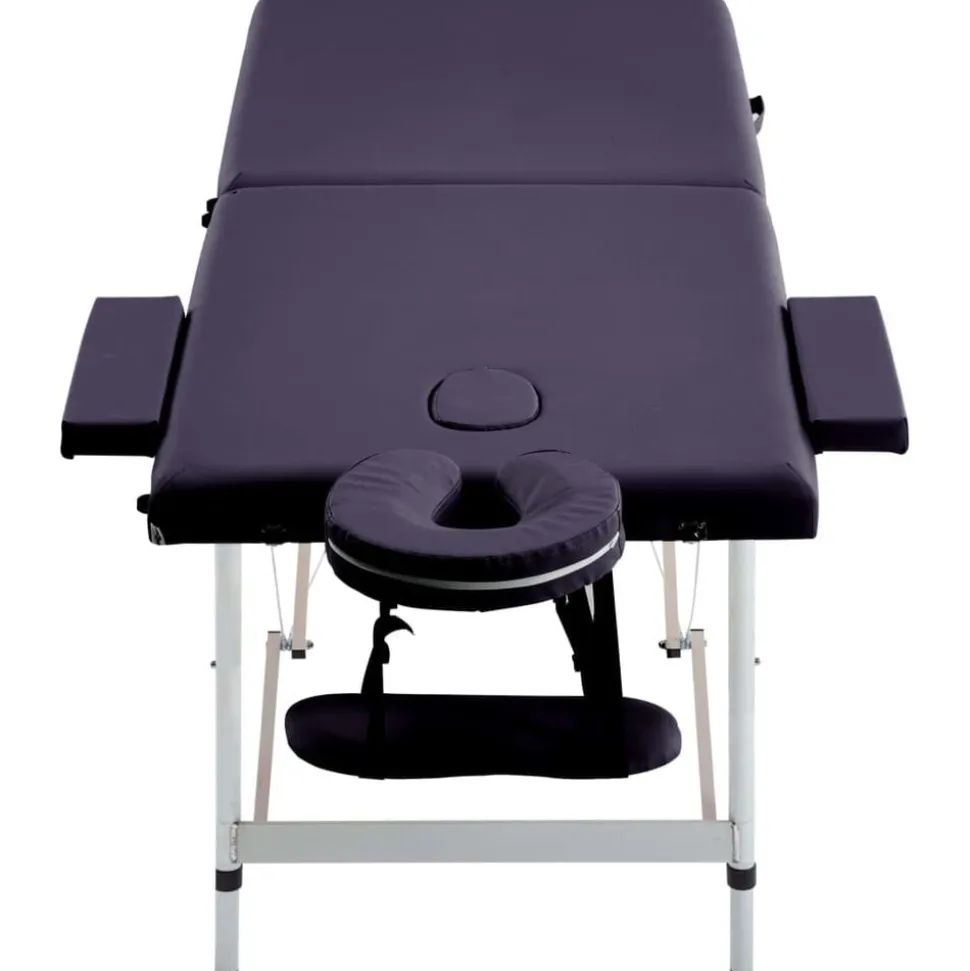 vidaXL Massagetafel inklapbaar 2 zones aluminum paars