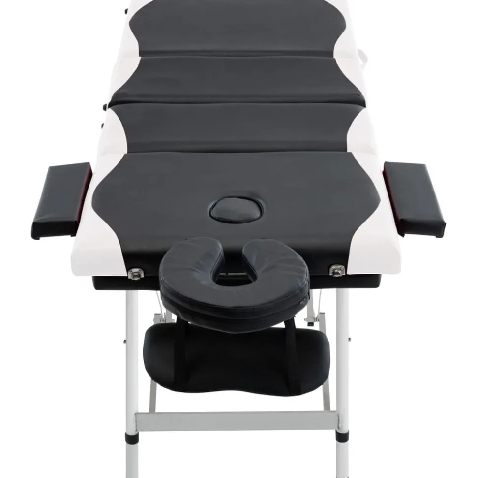 vidaXL Massagetafel inklapbaar 4 zones aluminium zwart en wit