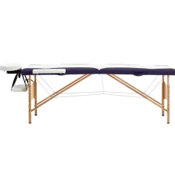 vidaXL Massagetafel inklapbaar 2 zones hout wit en paars