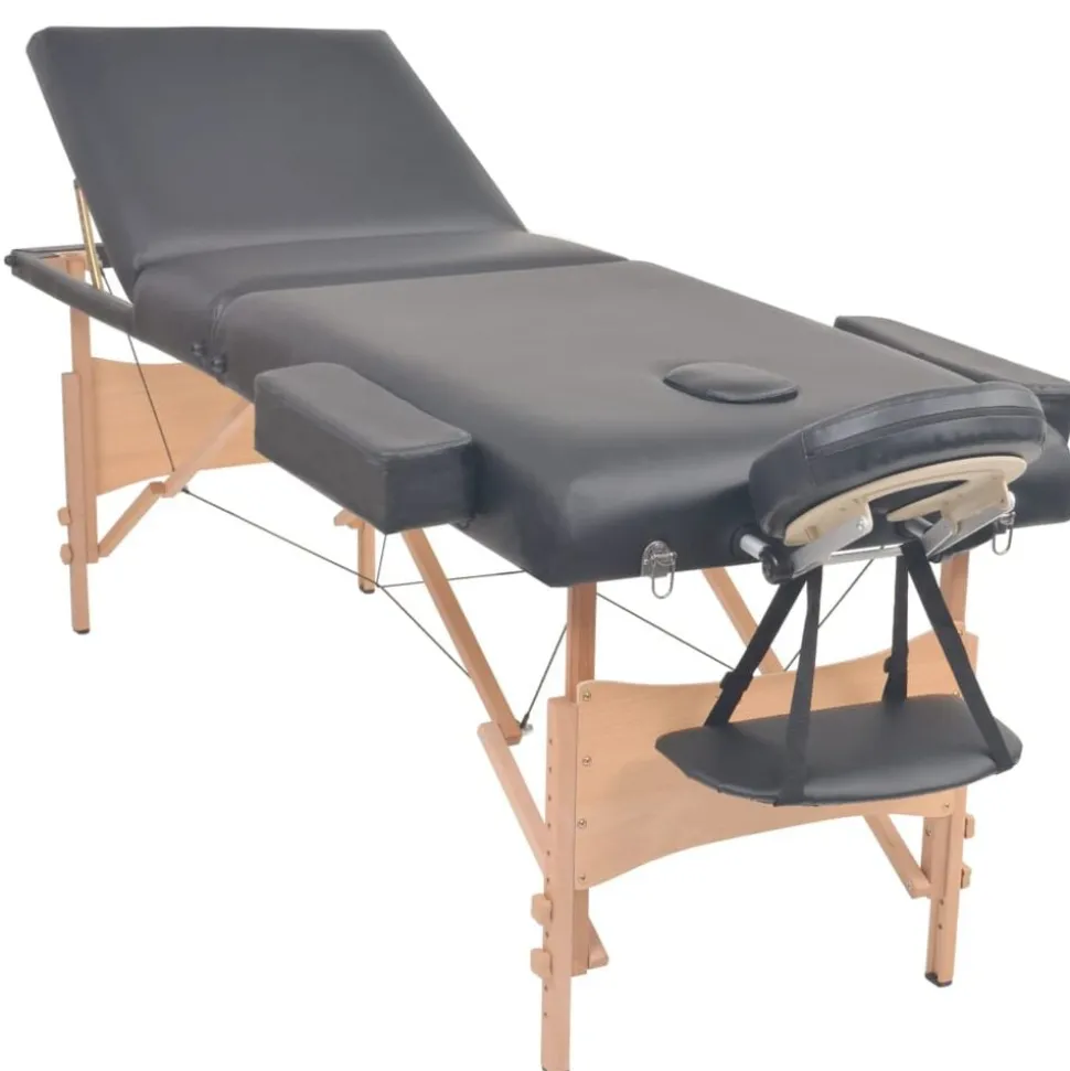 vidaXL Massagetafel inklapbaar 3 zones 10 cm dik zwart