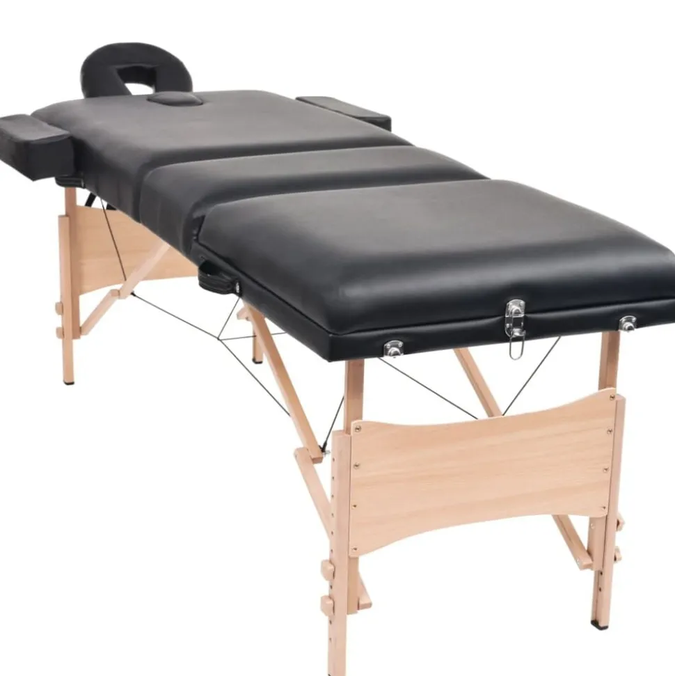 vidaXL Massagetafel inklapbaar 3 zones 10 cm dik zwart