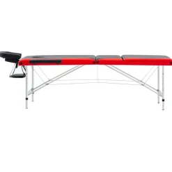 vidaXL Massagetafel inklapbaar 3 zones aluminium zwart en rood