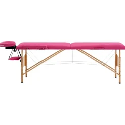 vidaXL Massagetafel inklapbaar 2 zones hout roze