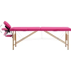 vidaXL Massagetafel inklapbaar 2 zones hout roze