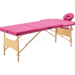 vidaXL Massagetafel inklapbaar 3 zones hout roze