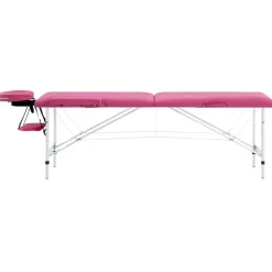 vidaXL Massagetafel inklapbaar 2 zones aluminum roze