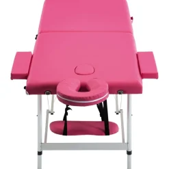 vidaXL Massagetafel inklapbaar 2 zones aluminum roze
