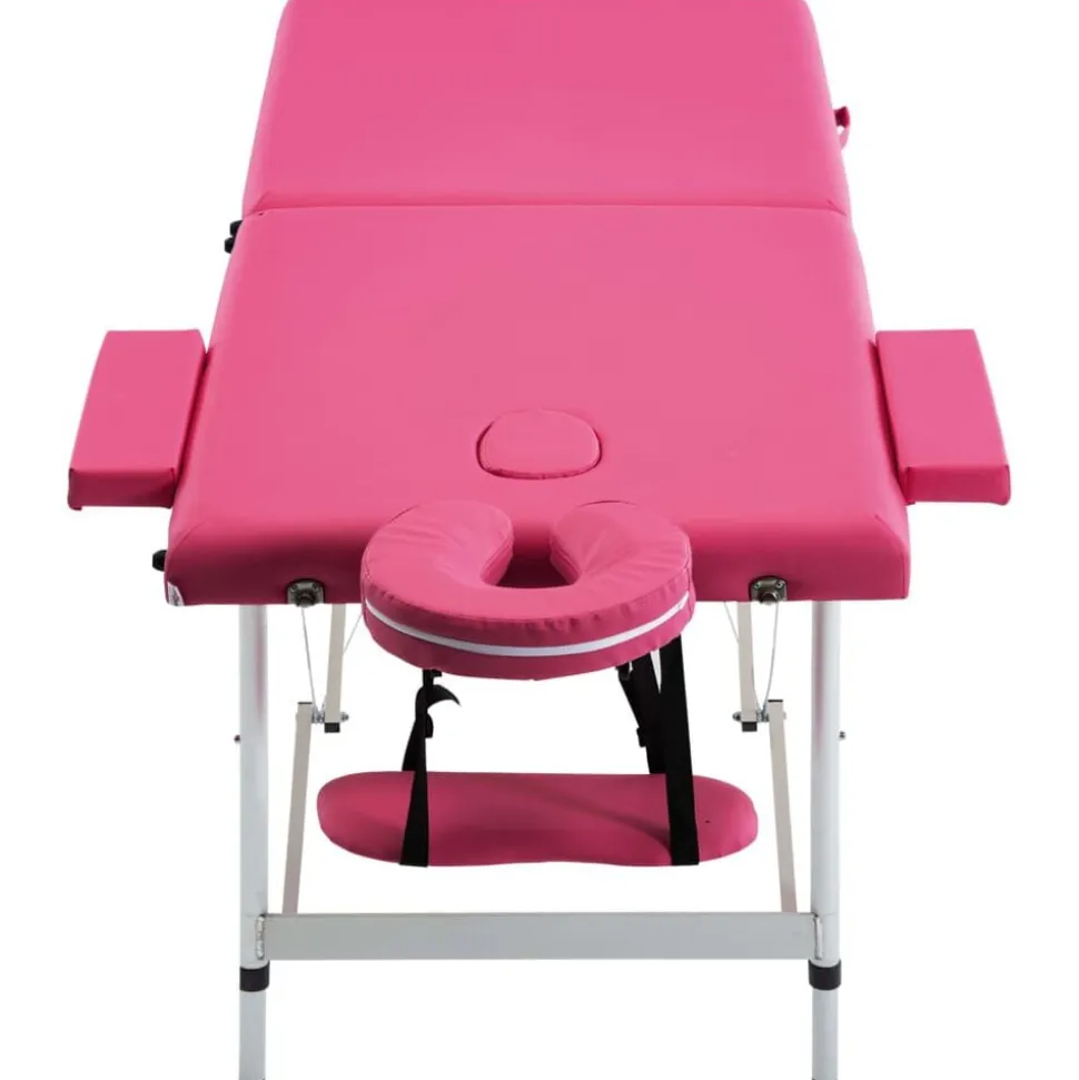 vidaXL Massagetafel inklapbaar 2 zones aluminum roze