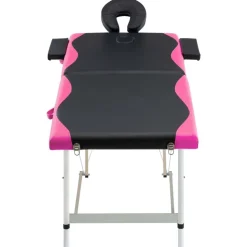 vidaXL Massagetafel inklapbaar 2 zones aluminium zwart en roze