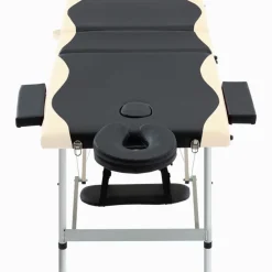 vidaXL Massagetafel inklapbaar 3 zones aluminium zwart en beige