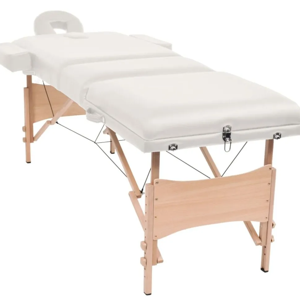 vidaXL Massagetafel inklapbaar 3 zones 10 cm dik wit