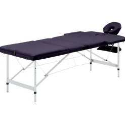 vidaXL Massagetafel inklapbaar 3 zones aluminum paars
