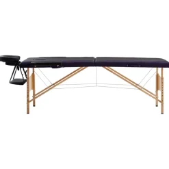 vidaXL Massagetafel inklapbaar 2 zones hout zwart