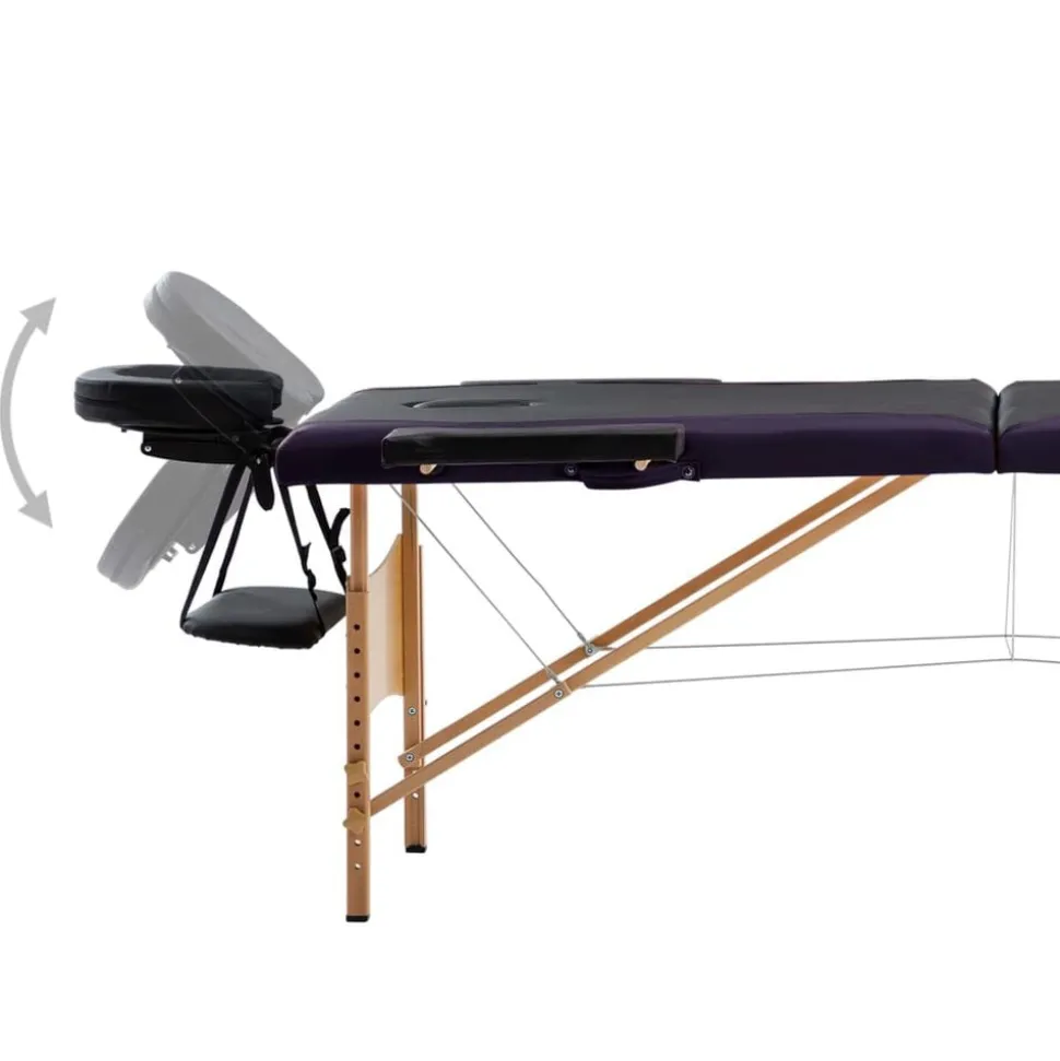 vidaXL Massagetafel inklapbaar 2 zones hout zwart