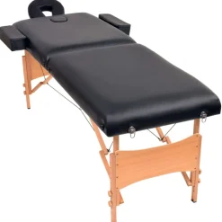 vidaXL Massagetafel inklapbaar 2 zones 10 cm dik zwart