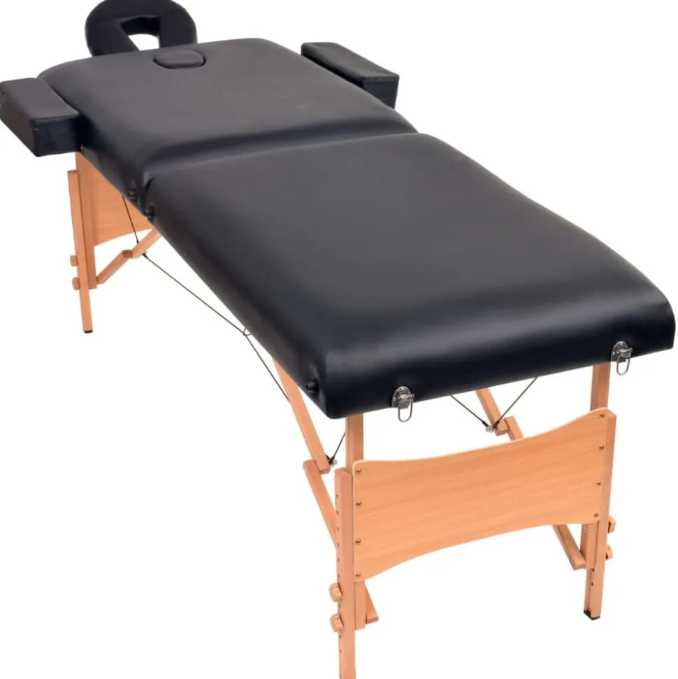 vidaXL Massagetafel inklapbaar 2 zones 10 cm dik zwart