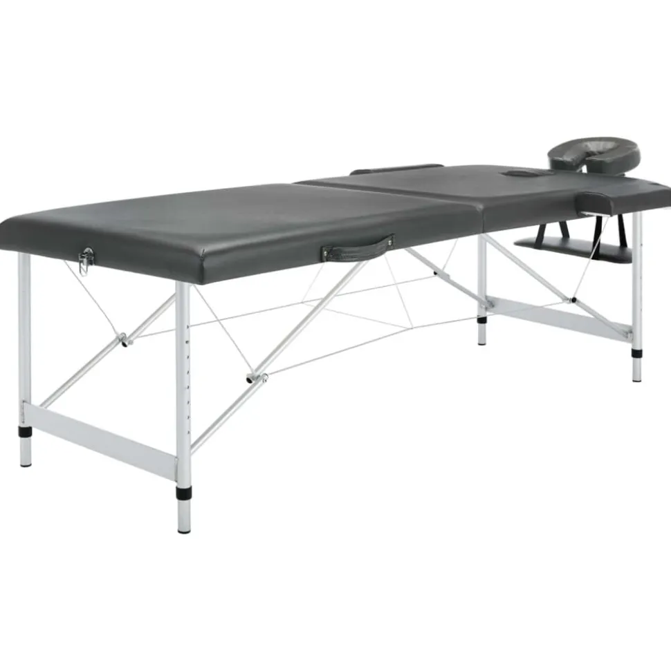 vidaXL Massagetafel met 2 zones 186x68 cm aluminium frame antraciet