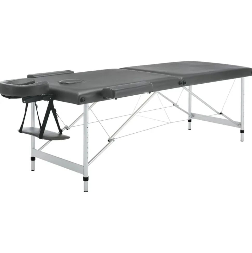 vidaXL Massagetafel met 2 zones 186x68 cm aluminium frame antraciet