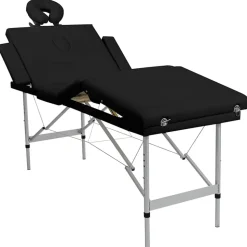 vidaXL Massagetafel met 4 zones inklapbaar aluminum frame zwart