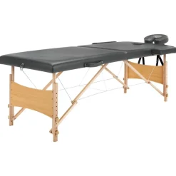 vidaXL Massagetafel met 2 zones 186x68 cm houten frame antraciet