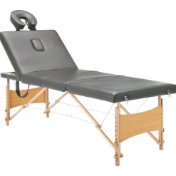 vidaXL Massagetafel met 4 zones 186x68 cm houten frame antraciet