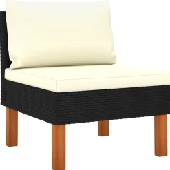 vidaXL Middenbanken 3 st poly rattan en massief eucalyptushout