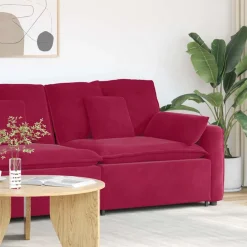 vidaXL Modulaire bank Armleuning eindmodule met kussens 100cm wijnrood