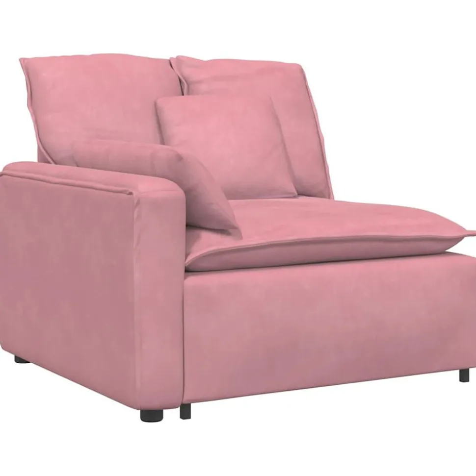 vidaXL Modulaire bank Armleuning eindmodule met kussens 100 cm roze