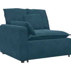 vidaXL Modulaire bank Armleuning eindmodule met kussens 100 cm blauw