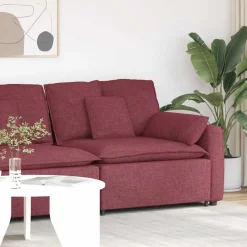 vidaXL Modulaire bank Armleuning eindmodule met kussens 100cm wijnrood