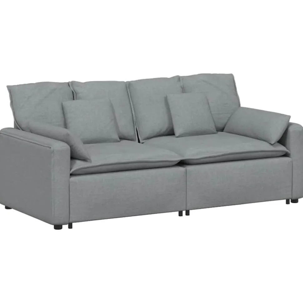 vidaXL Modulaire bank met kussens lichtgrijs