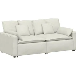 vidaXL Modulaire bank met kussens crèmekleurig