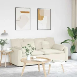vidaXL Modulaire bank met kussens crèmekleurig