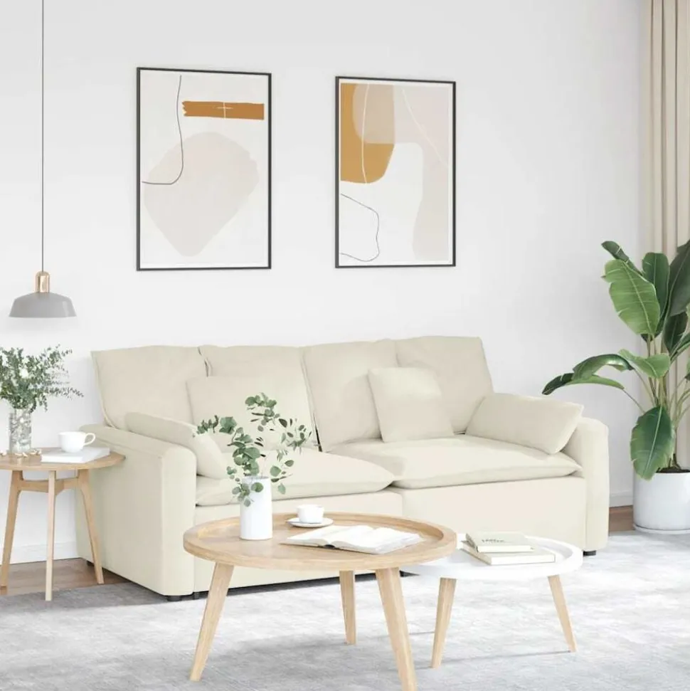 vidaXL Modulaire bank met kussens crèmekleurig