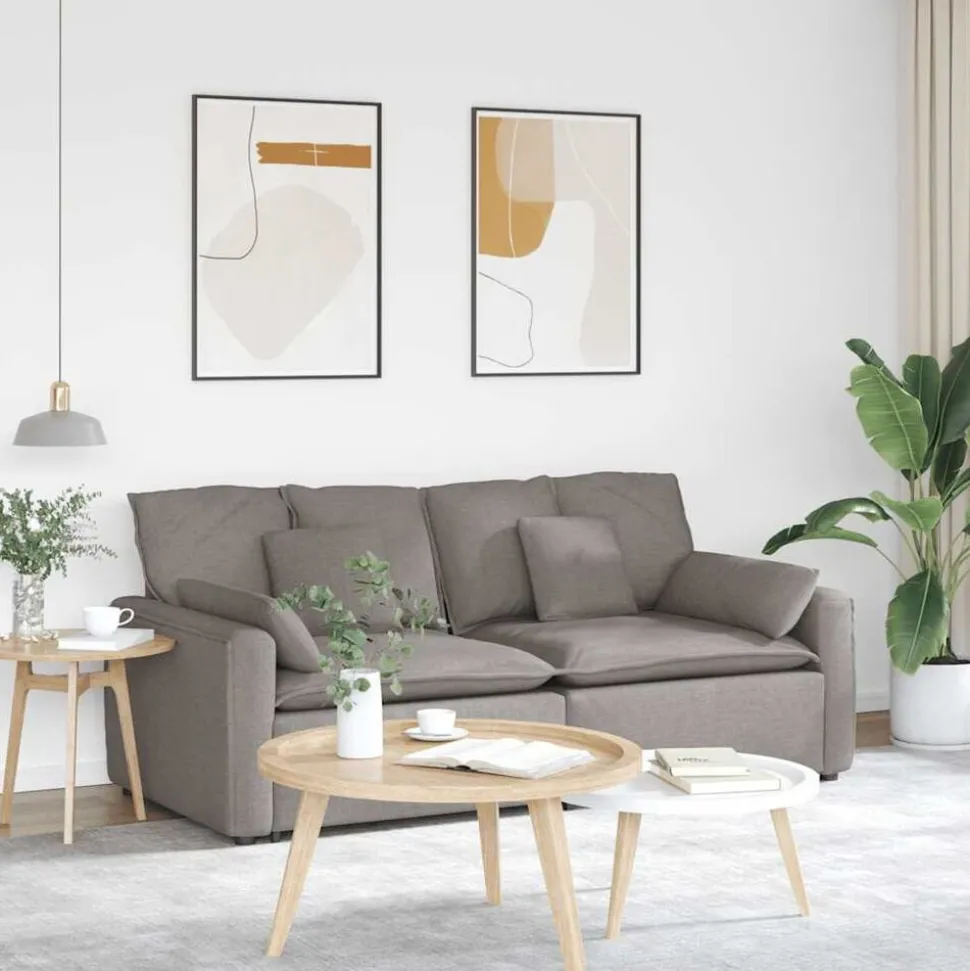vidaXL Modulaire bank met kussens taupe
