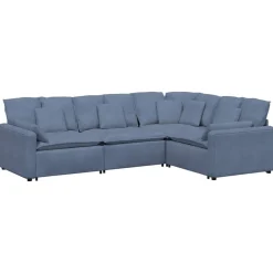 vidaXL Modulaire bank met kussens corduroy stof blauw
